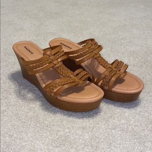 Brown wedge heal sandal